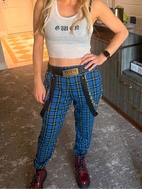 Hot Topic Medium Ska Plaid Suspender Pants Trousers Punk Cosplay Gwen Stefani